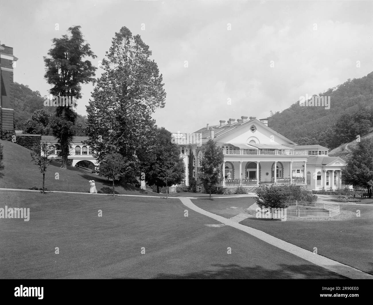 The Bath house and viaduct, Virginia Hot Springs, c.between 1910 and