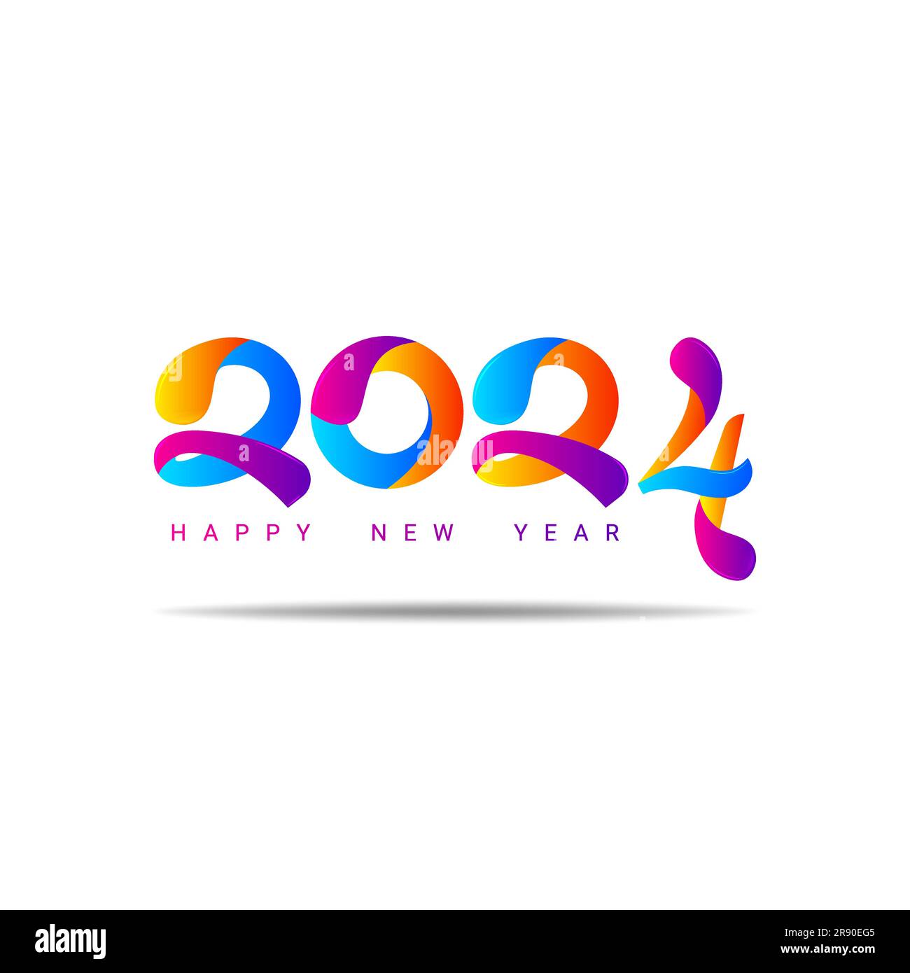 Happy New Year 2024 colorful lettering calligraphy design. 2024 new