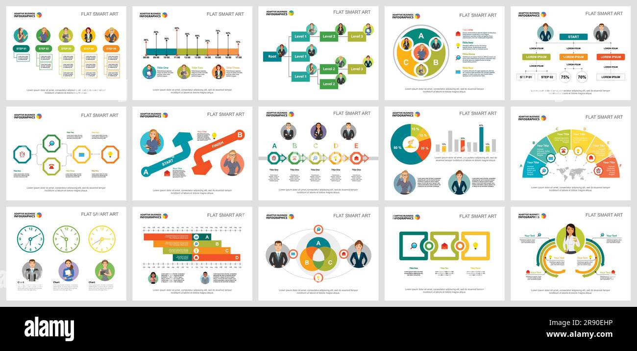 Colorful strategy or planning concept infographic charts set Stock ...