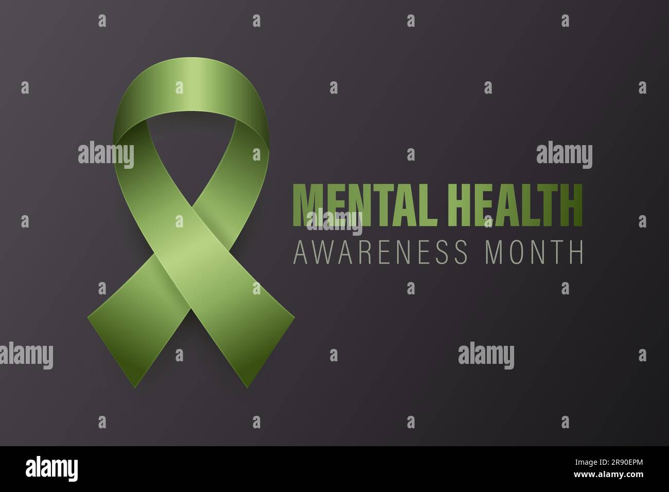Mental Health Awareness Month Banner, Card, Placard with Vector 3d