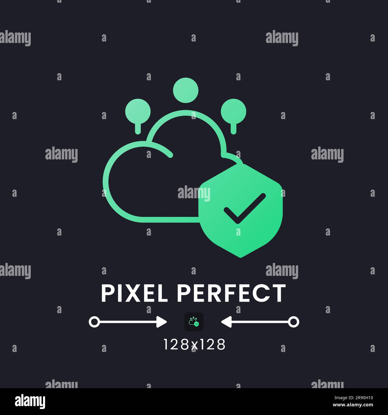Cloud security green solid gradient desktop icon on black Stock Vector