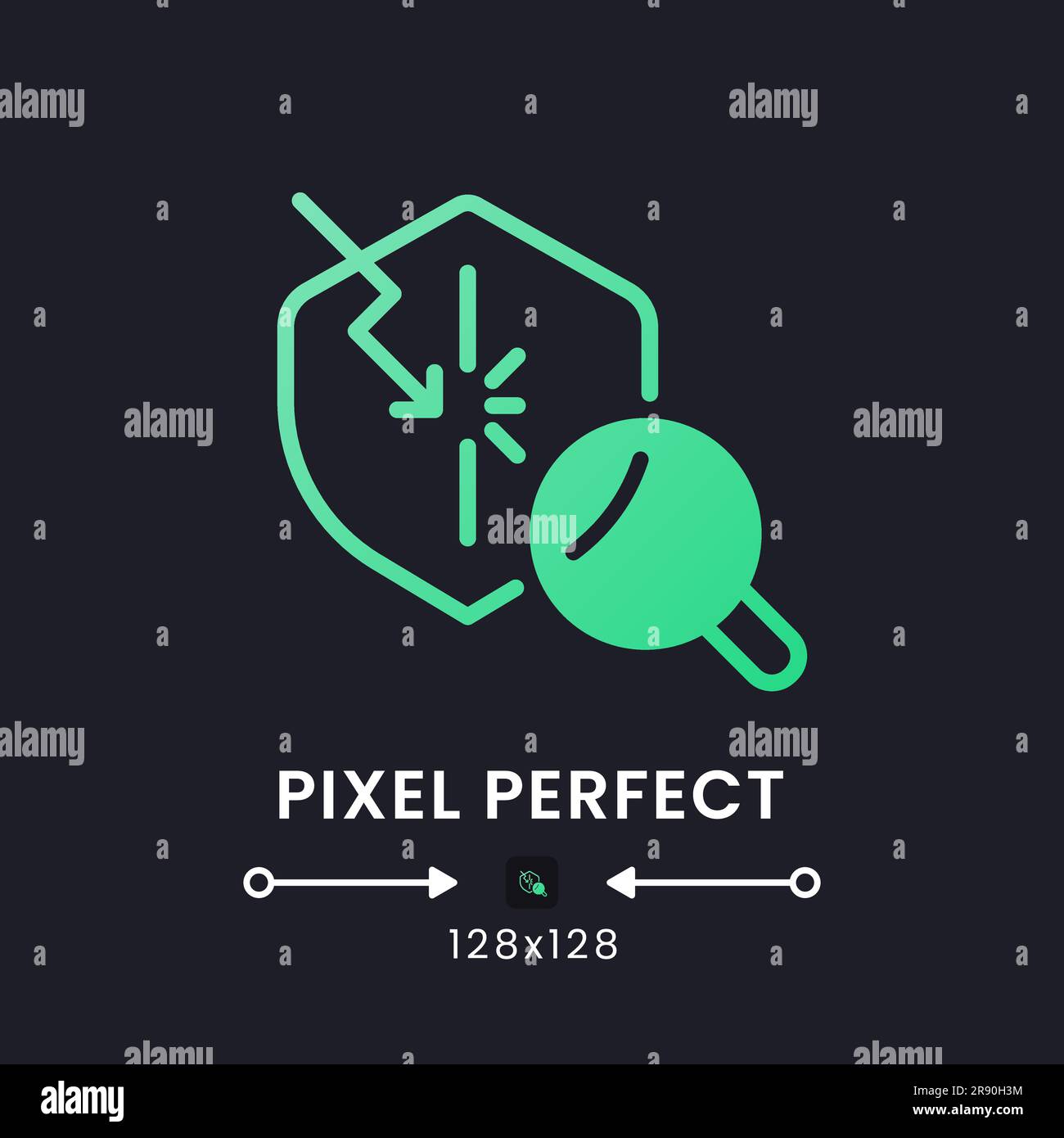 Penetration test green solid gradient desktop icon on black Stock Vector