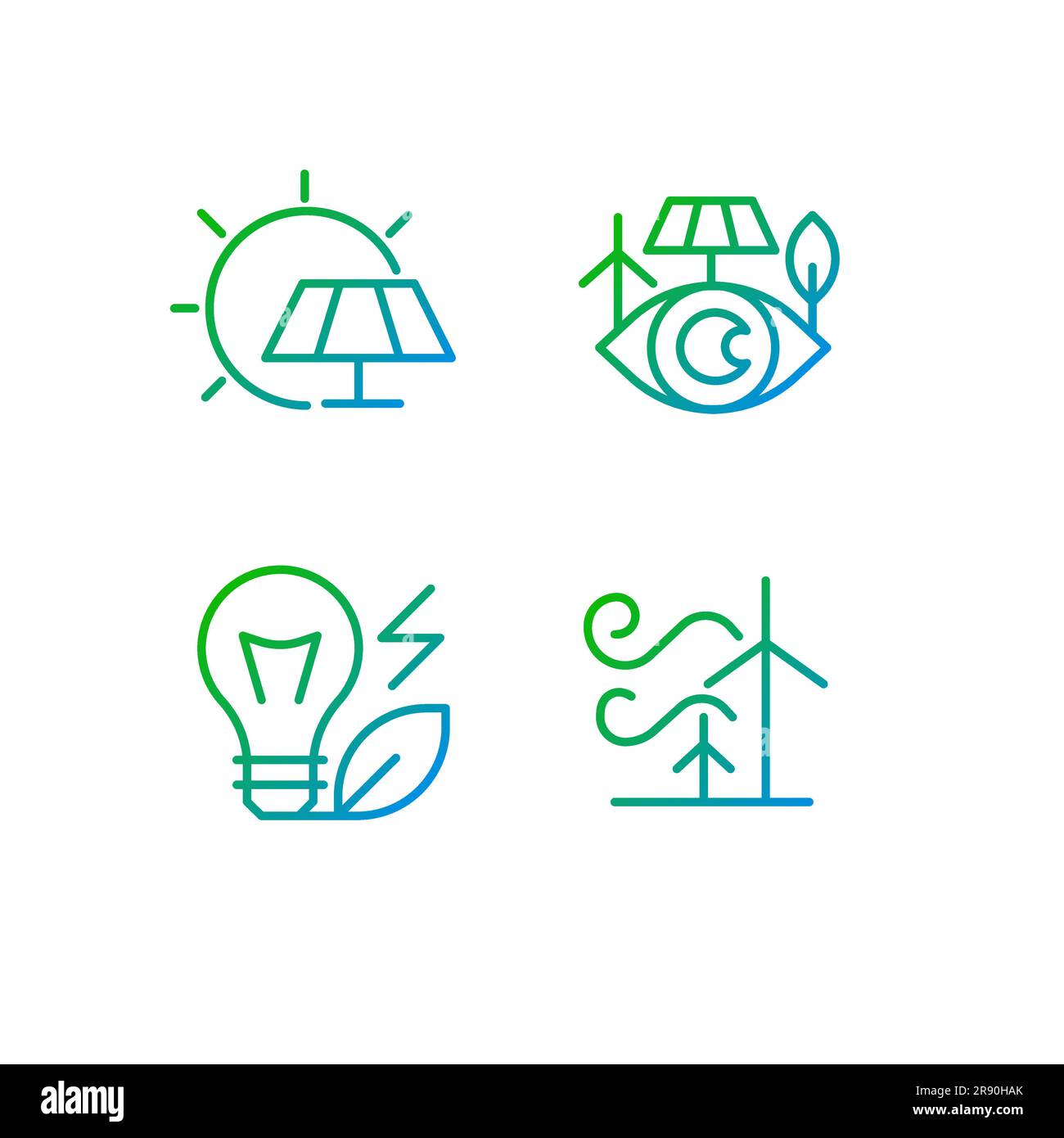 Alternative power sources pixel perfect gradient linear vector icons set Stock Vector