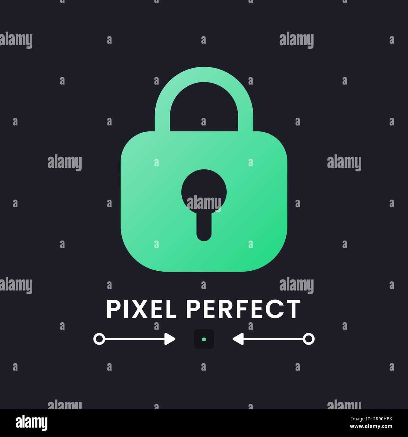 Private key green solid gradient desktop icon on black Stock Vector