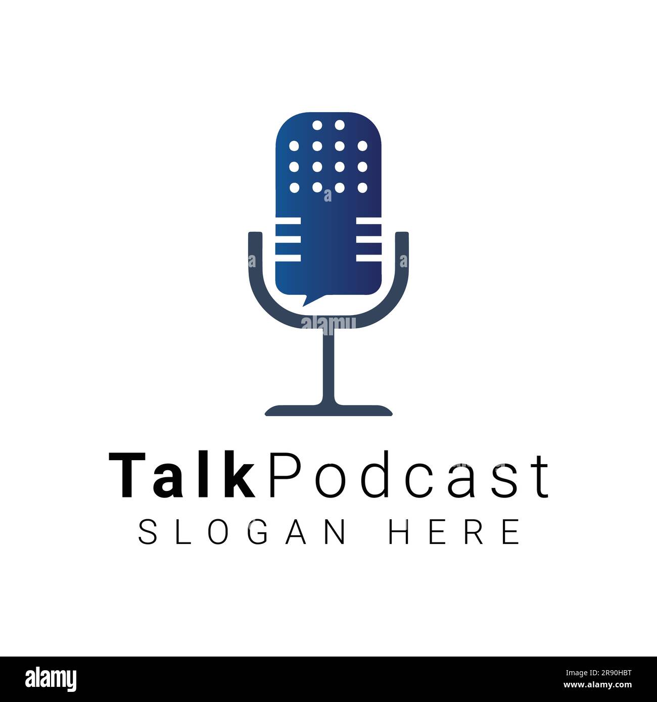 Talk Podcast Logo Design TV Show Media Talk Conversation Logo Mike and Speaker Talk Logo Stock Vector
