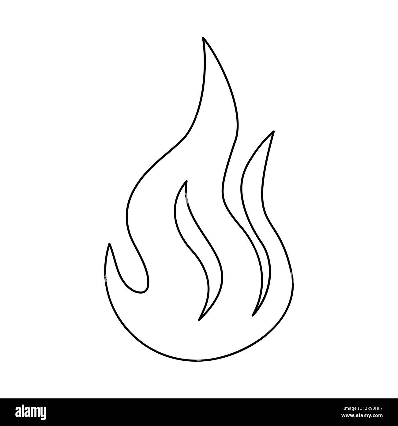 Black fire outline icon. Vector illustration isolated on white background Stock Vector