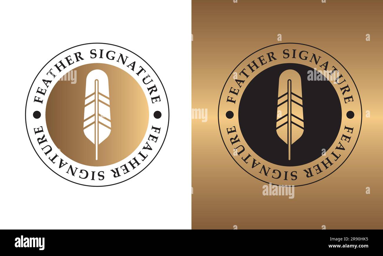 Luxury Feather Logo Design Writer Author Logotype Stock Vector