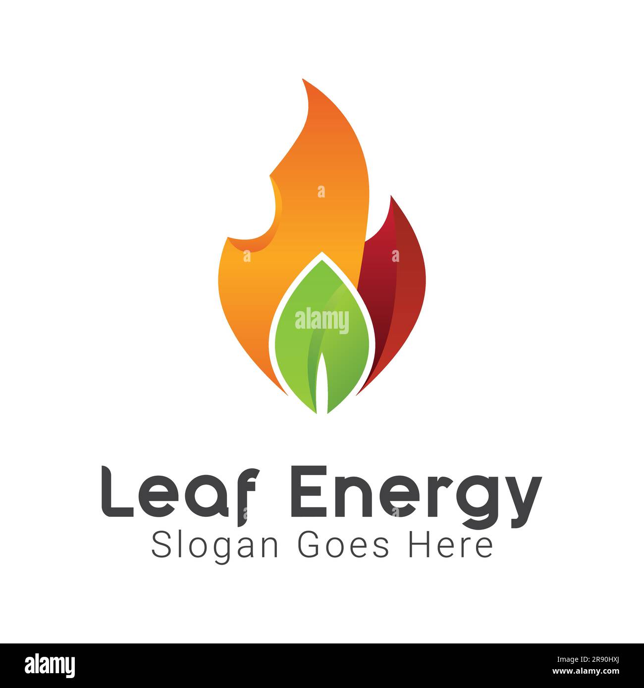 Leaf Energy Logo Design Natural Energy Logotype Leaf with Fire Logo