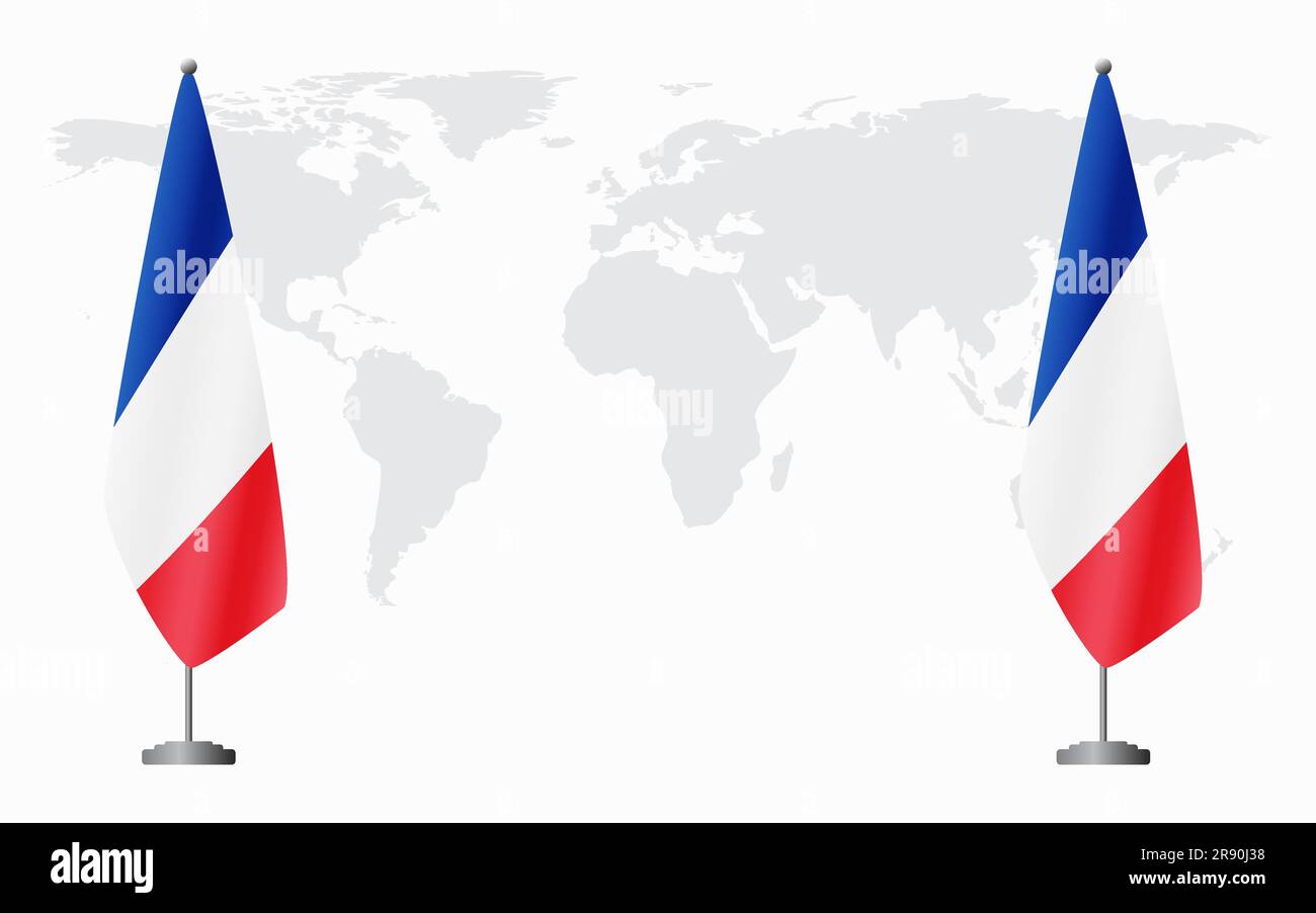 France and France flags for official meeting against background of