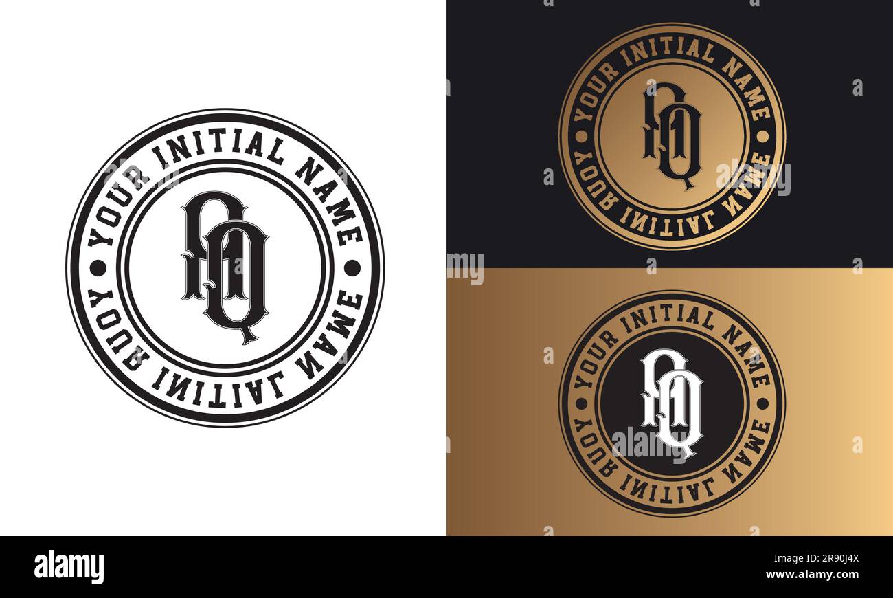 Luxury Initial AQ or QA Monogram Letter Text Logo Streetwear Fashion AQ Initial Logotype Traditional Initial Font Stock Vector