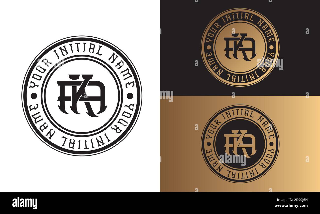 Luxury Initial AK or KA Monogram Letter Text Logo Streetwear Fashion AK Initial Logotype Traditional Initial Font Stock Vector
