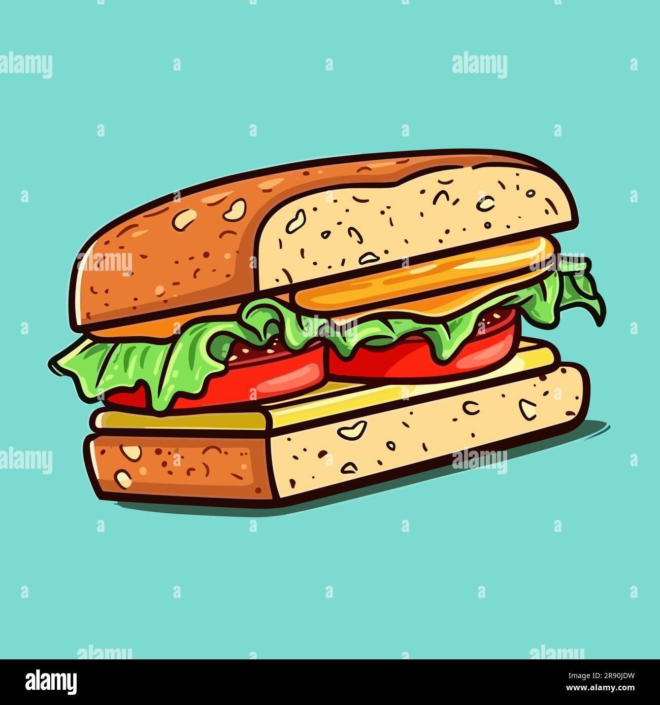 Club Sandwich Sandwich Hand Drawn Illustration Vector Doodle Style