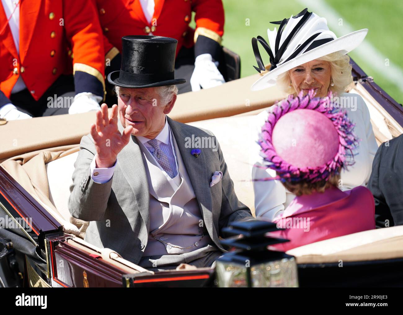 King Charles III and Queen Camilla arrive for day four of Royal Ascot ...