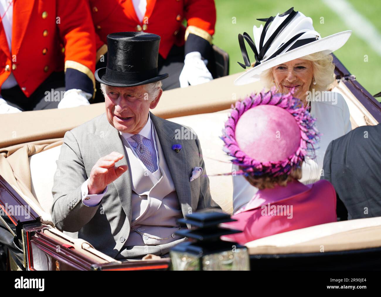 King Charles III and Queen Camilla arrive for day four of Royal Ascot ...