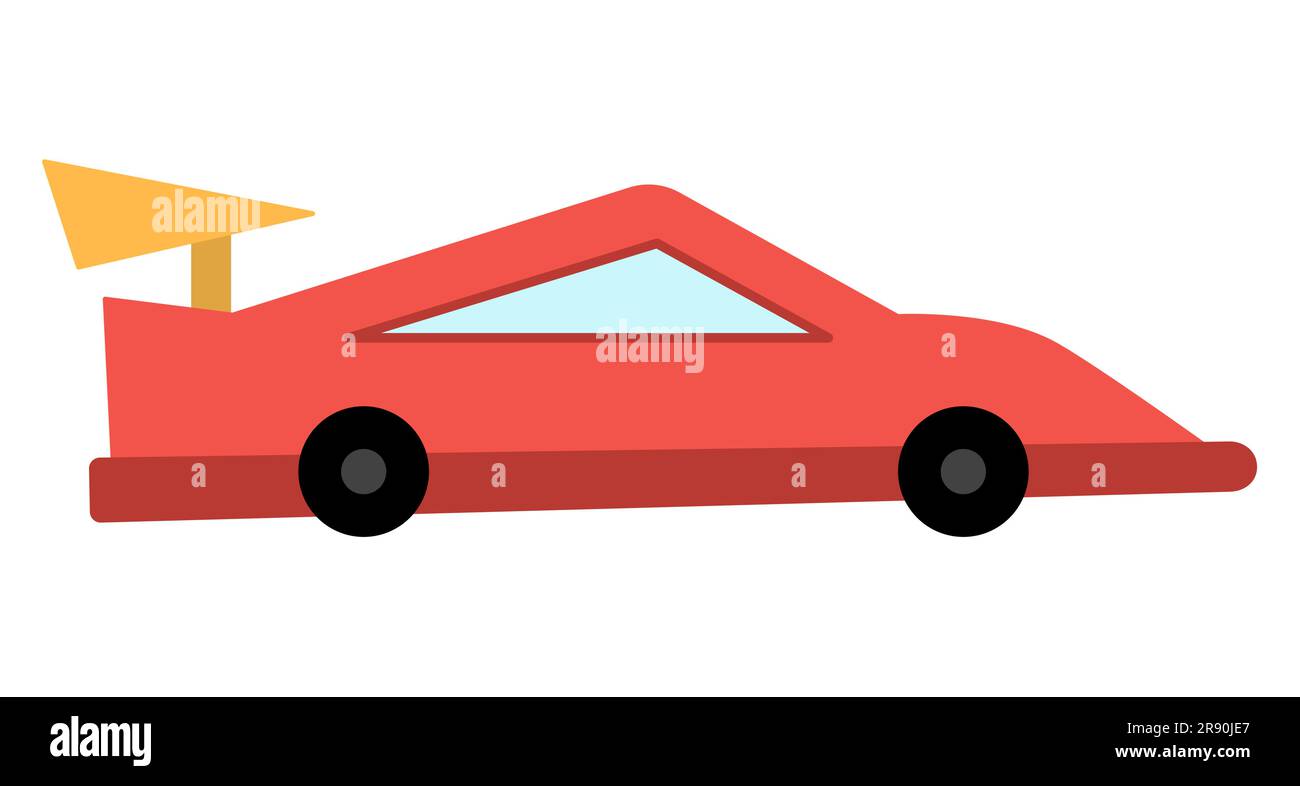 Vector red racing car. Funny speedy automobile for kids. Cute sport