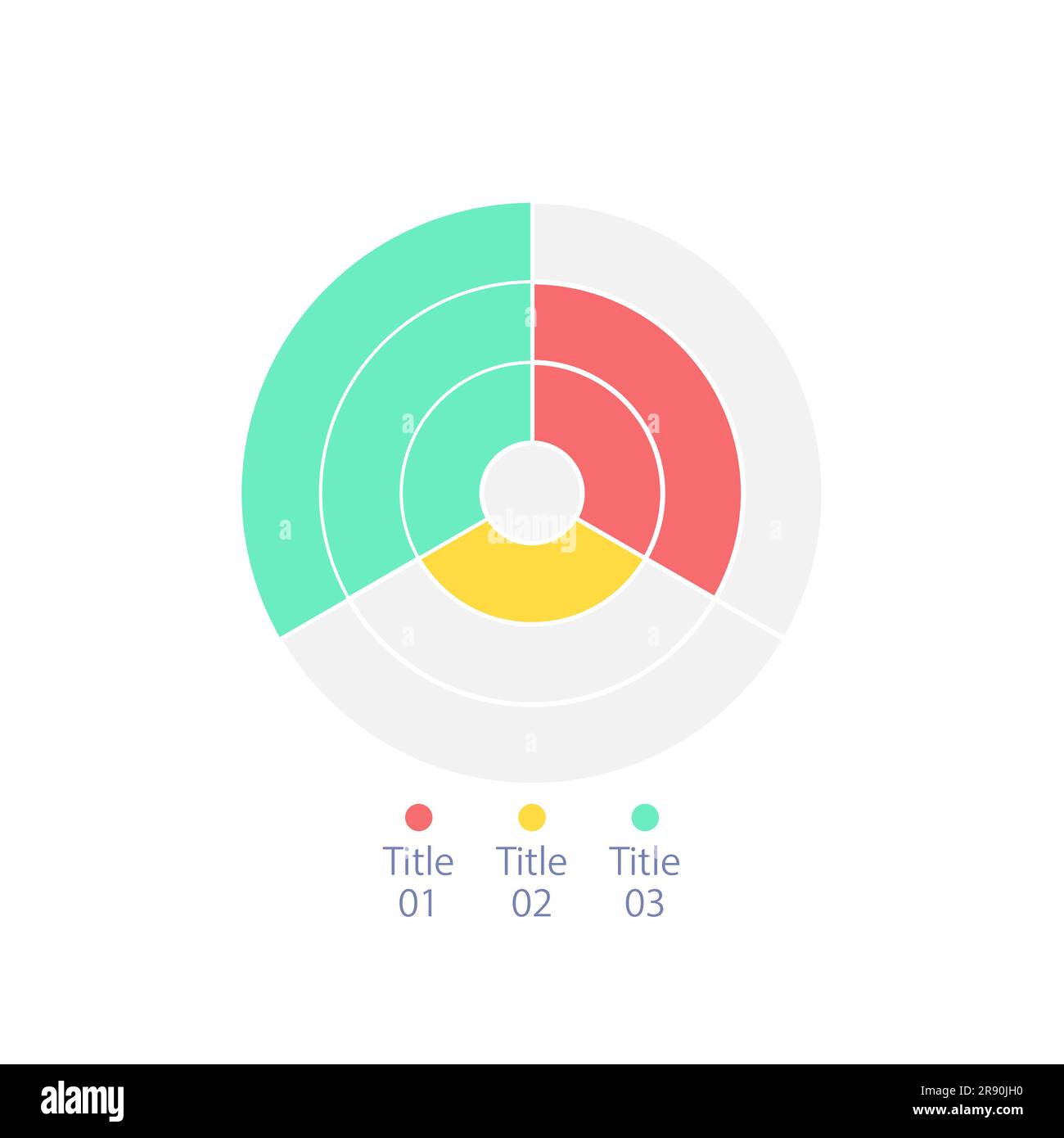 Radial infographic diagram design template with three rings Stock Vector