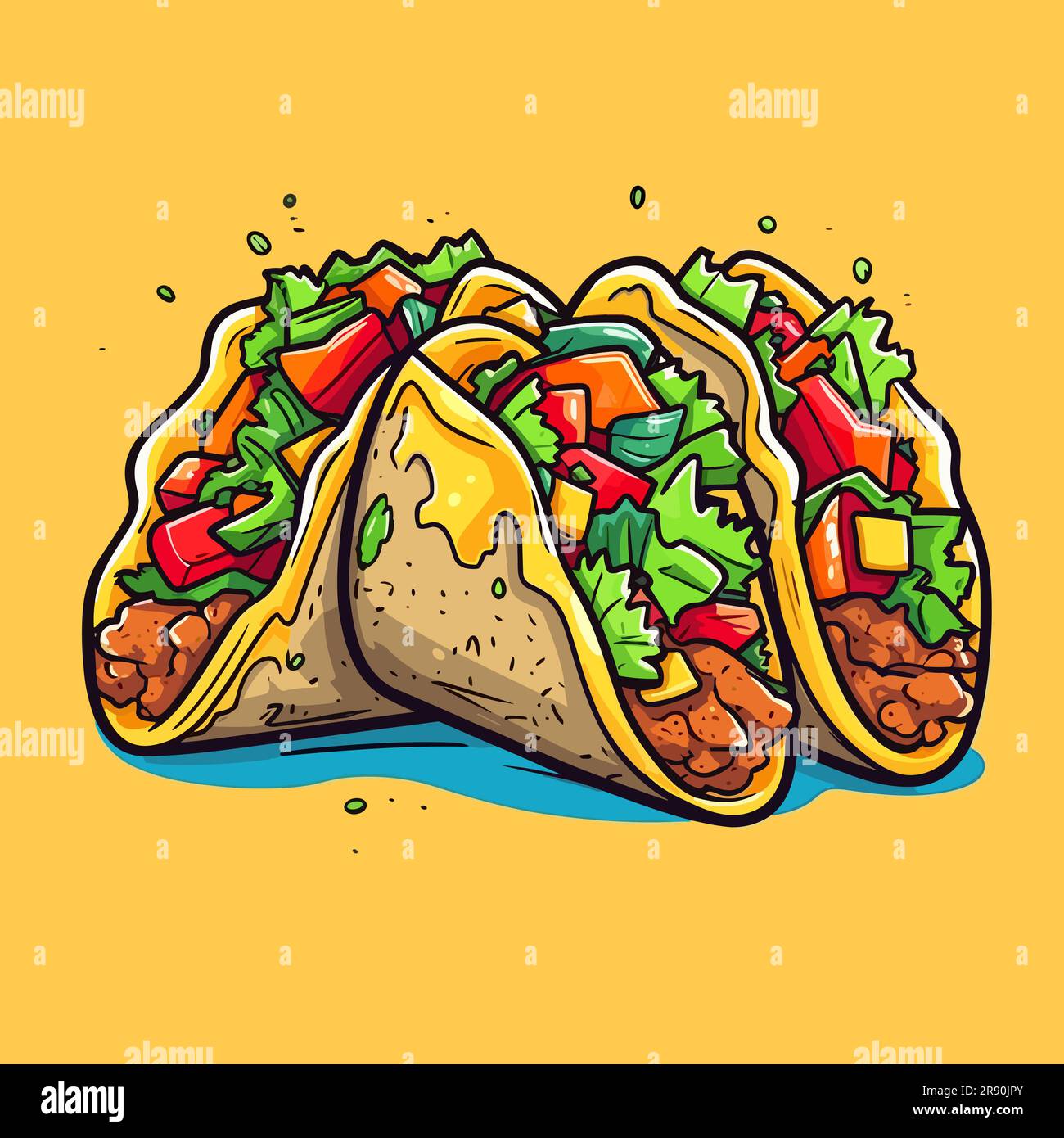 Mexican taco. Tacos handdrawn illustration. Vector doodle style