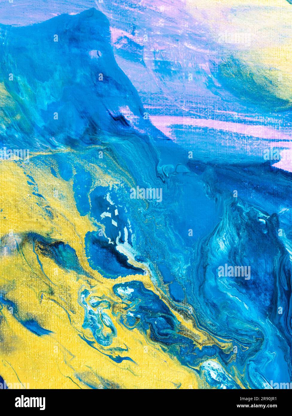 Blue and gold abstract painting, art creative hand painted background ...