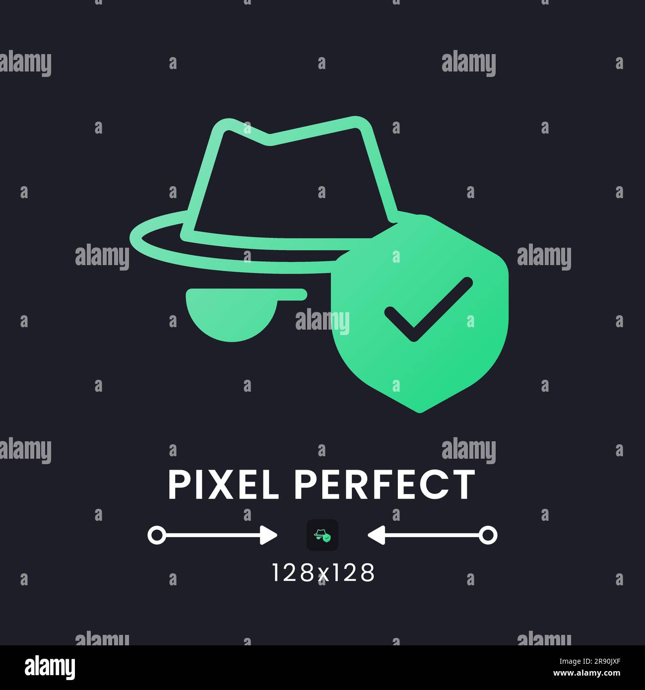 Virtual private network green solid gradient desktop icon on black Stock Vector