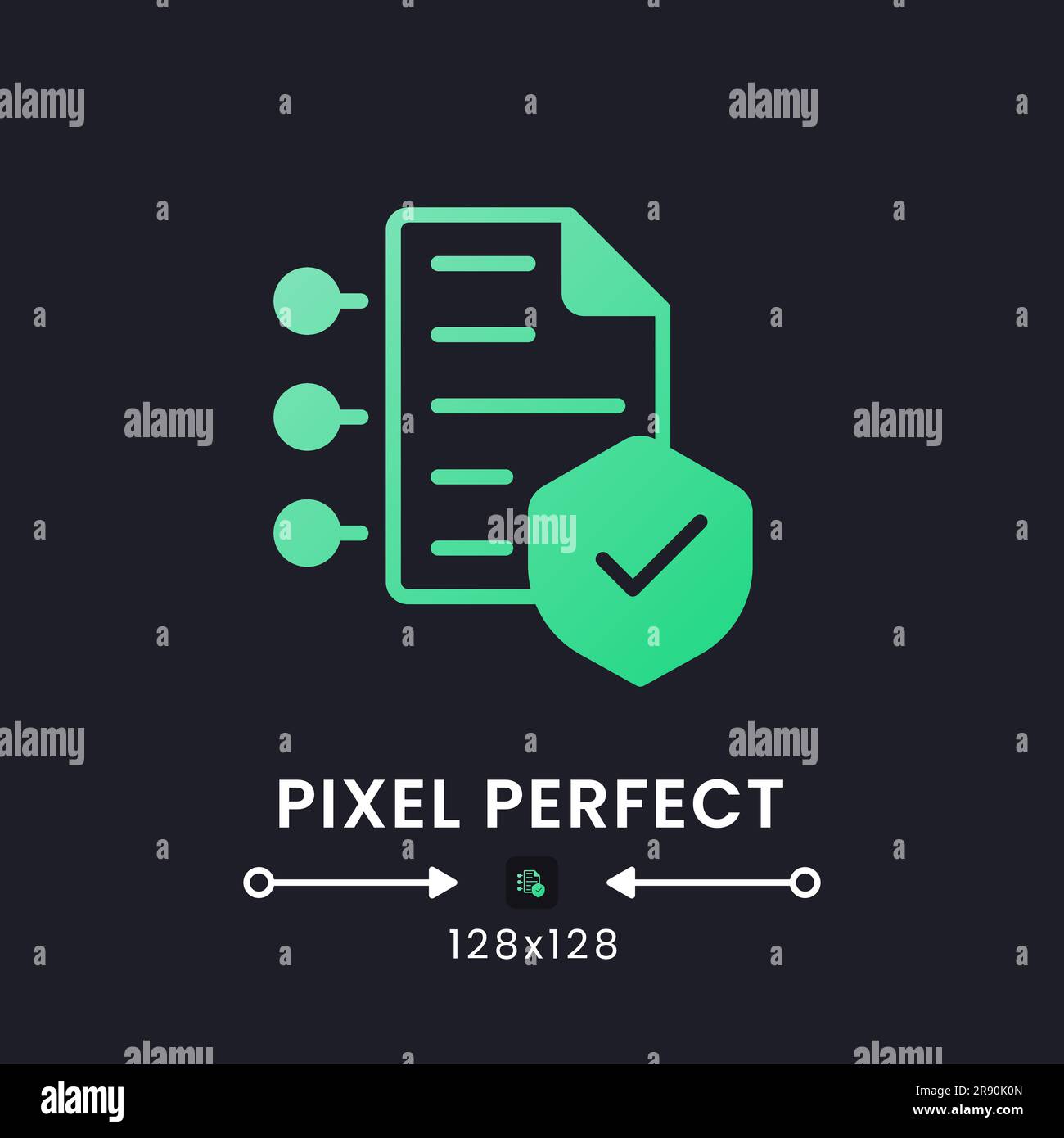 Cybersecurity insurance green solid gradient desktop icon on black Stock Vector