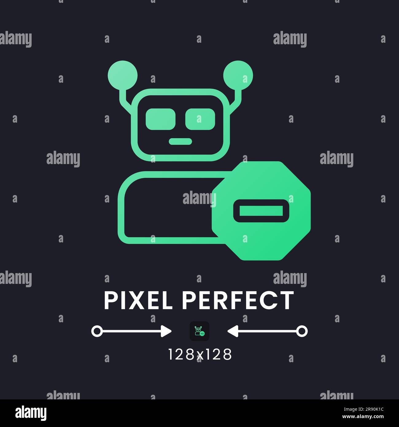 Advanced bot protection green solid gradient desktop icon on black Stock Vector