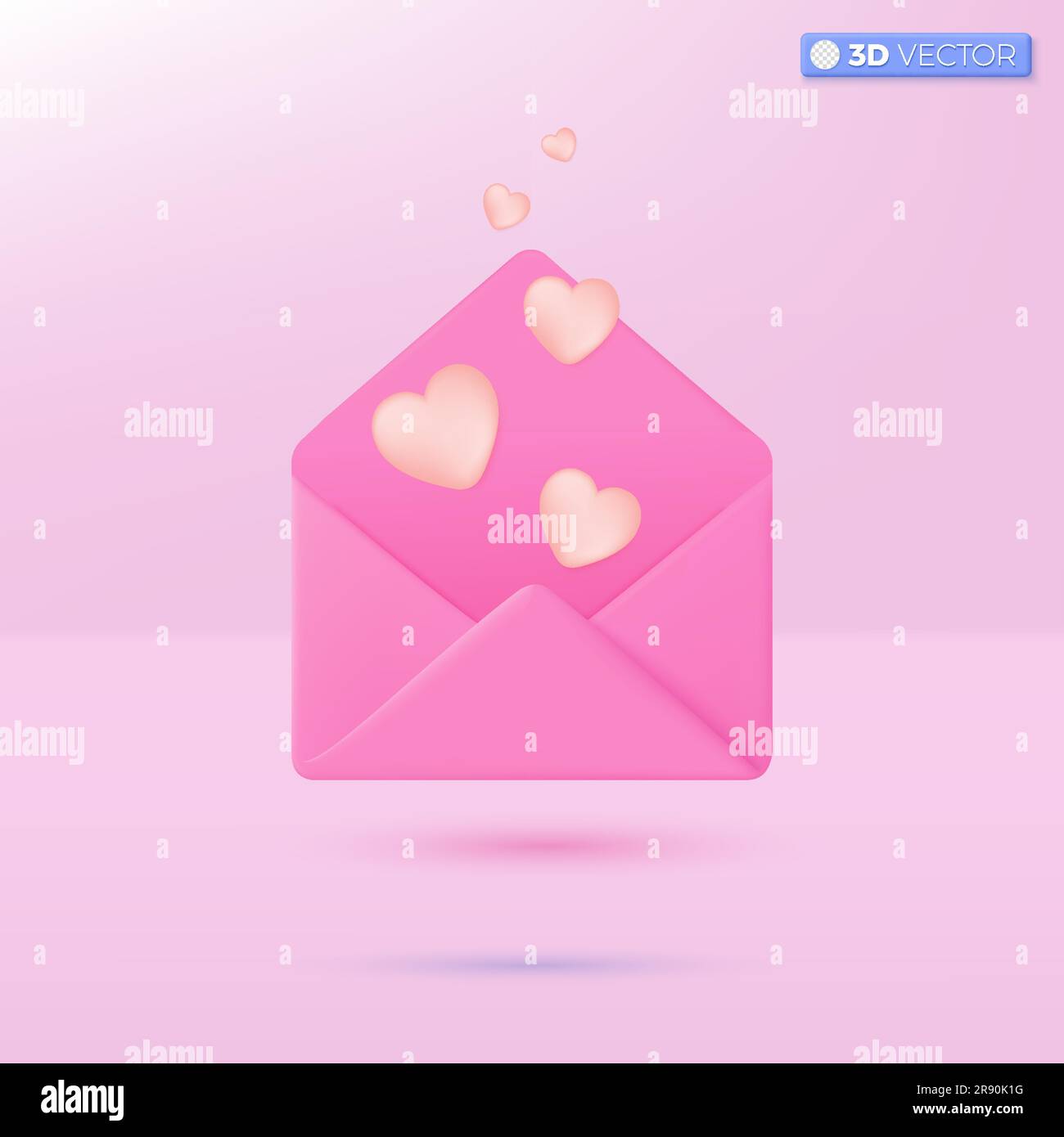 Pink mail envelope with red hearts icon symbol. Giving love email ...