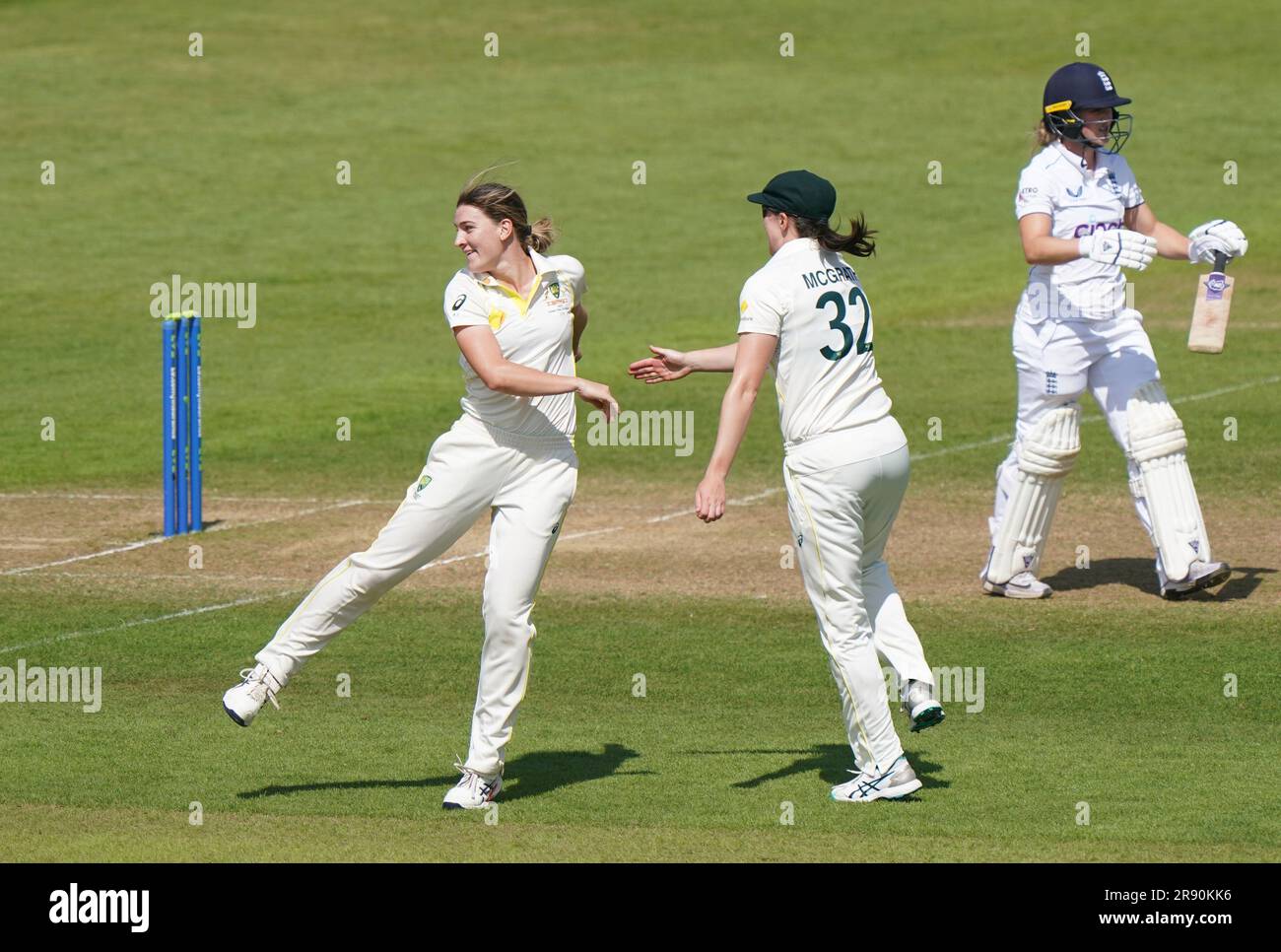 Australia’s Annabel Sutherland (left) celebrates after taking the