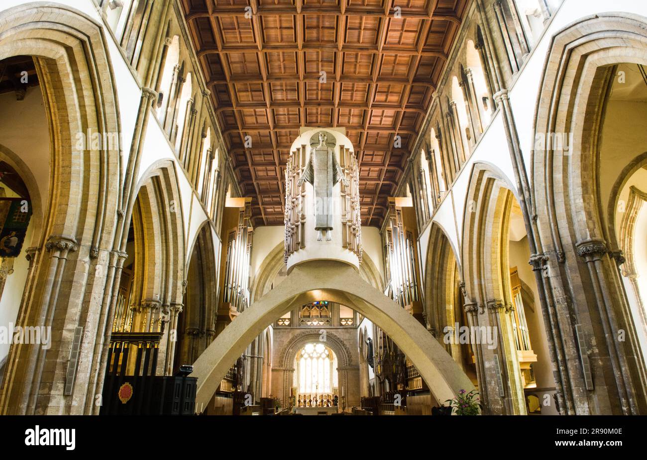 The Majestas or Christ in Majesty in the aisle of Llandaff Cathedral Cardiff South Wales UK Stock Photo