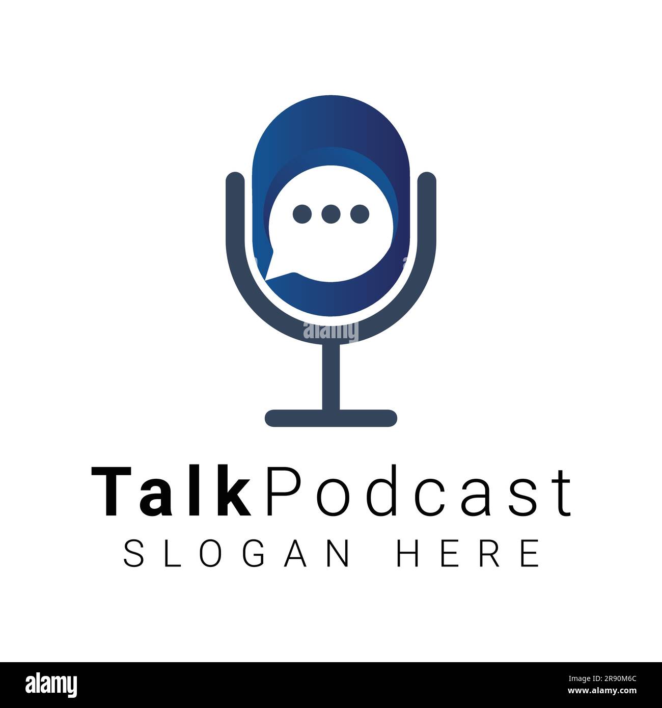 Talk Podcast Logo Design TV Show Media Talk Conversation Logo Mike and Speaker Talk Logo Stock Vector