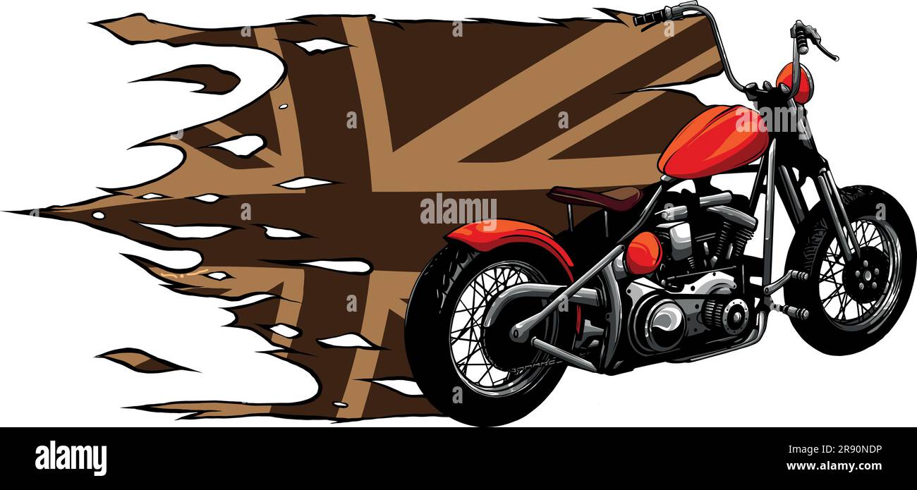 Vector illustration of color motorcycle with united kingdom Stock Vector