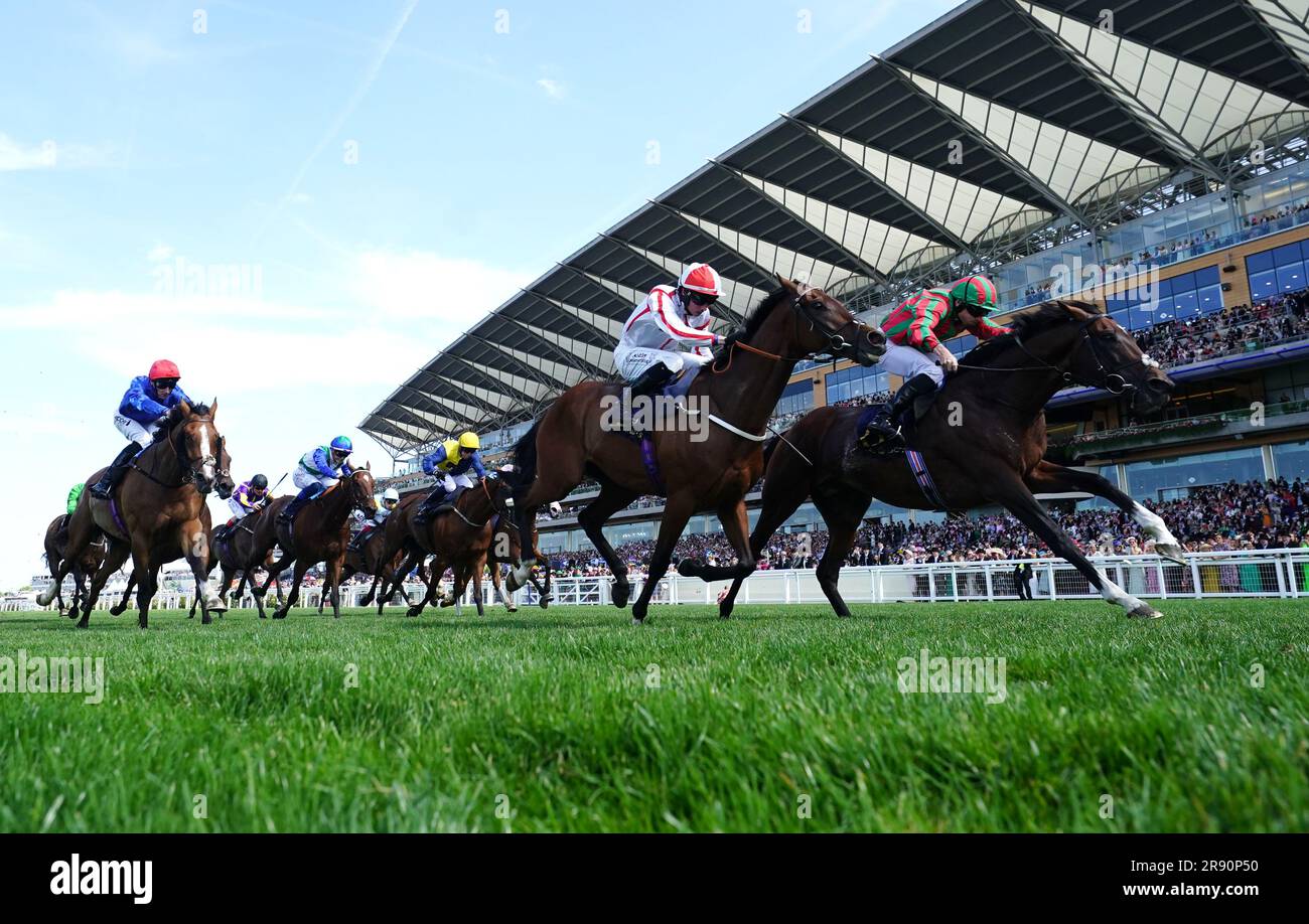 Okita Soushi ridden by Ryan Moore (right) wins The Duke Of Edinburgh Stakes during day four of Royal Ascot at Ascot Racecourse, Berkshire. Picture date: Friday June 23, 2023. Stock Photo