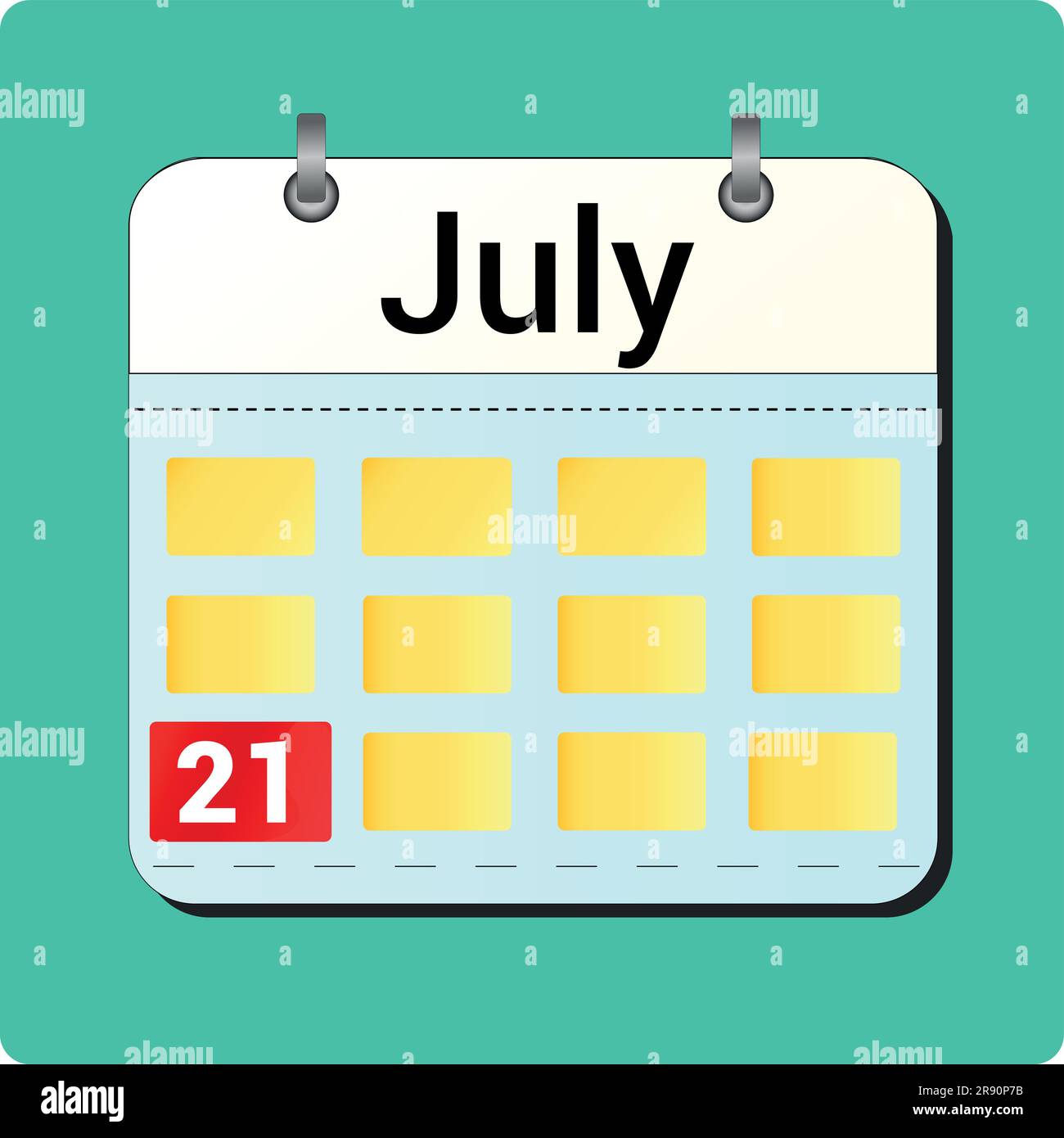 calendar vector drawing, date JULY 21 on the page Stock Vector