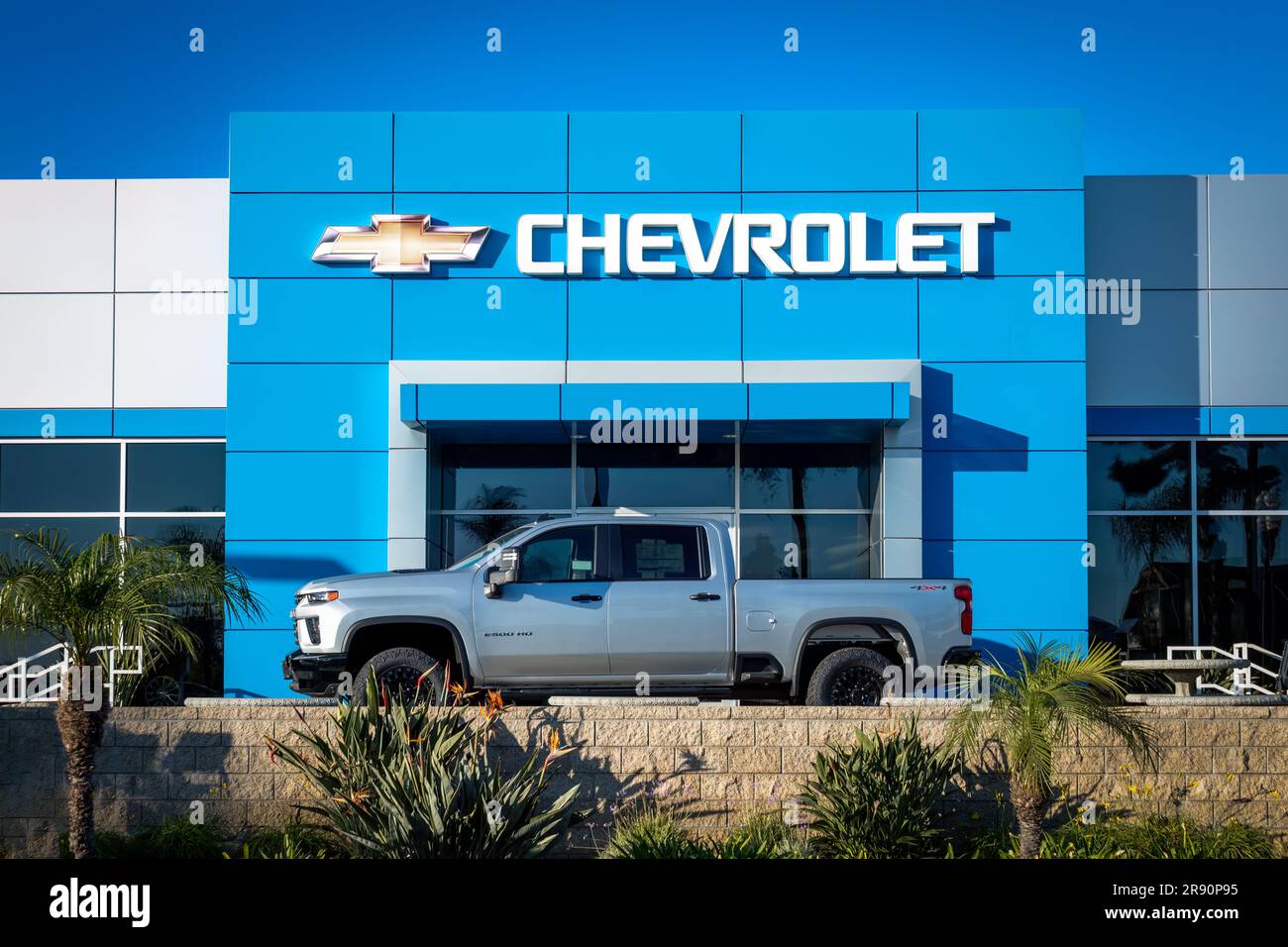 Upland, USA – November 15, 2022: The bow tie logo, the Chevrolet brand name and vehicle designs that respond to driver needs promise sales an Stock Photo