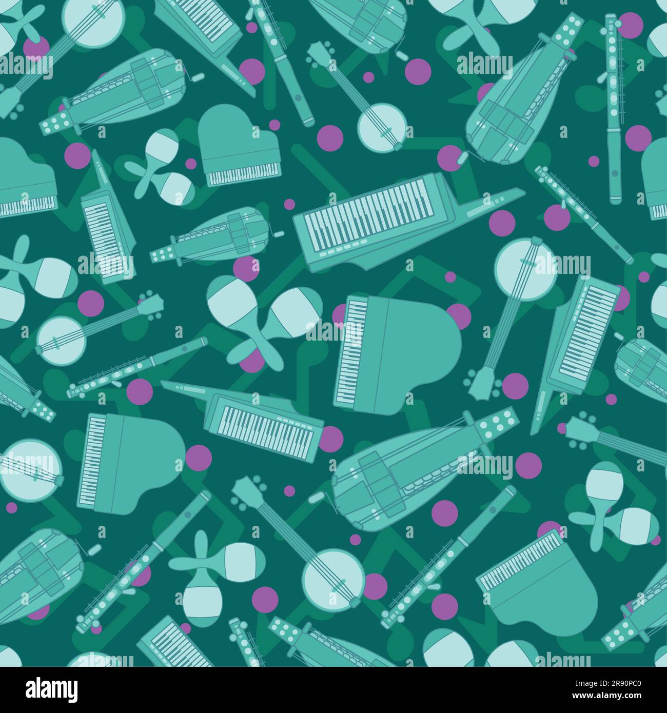 Colored seamless pattern background with musical instruments Vector ...