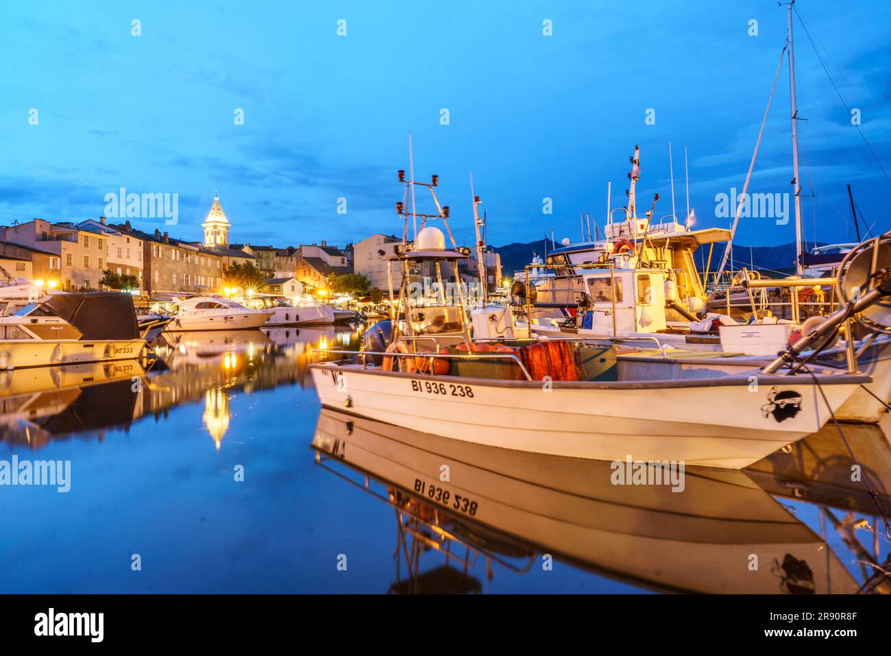 Saint-Florant, Hafen, Blaue Stunde,  Korsika, Frankreich, Europa Stock Photo