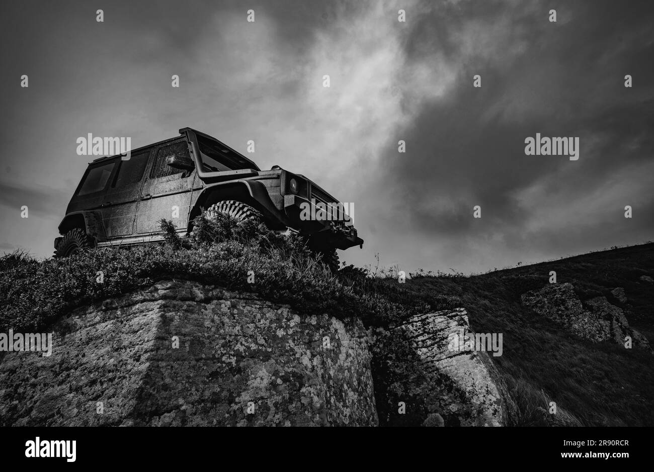 Off road car. Extreme off road tour in a forest. Offroad car on