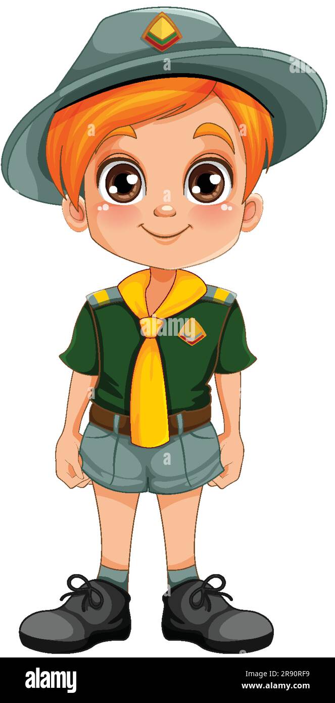 Boy Scout Uniform Cartoon Character Illustration Stock Vector