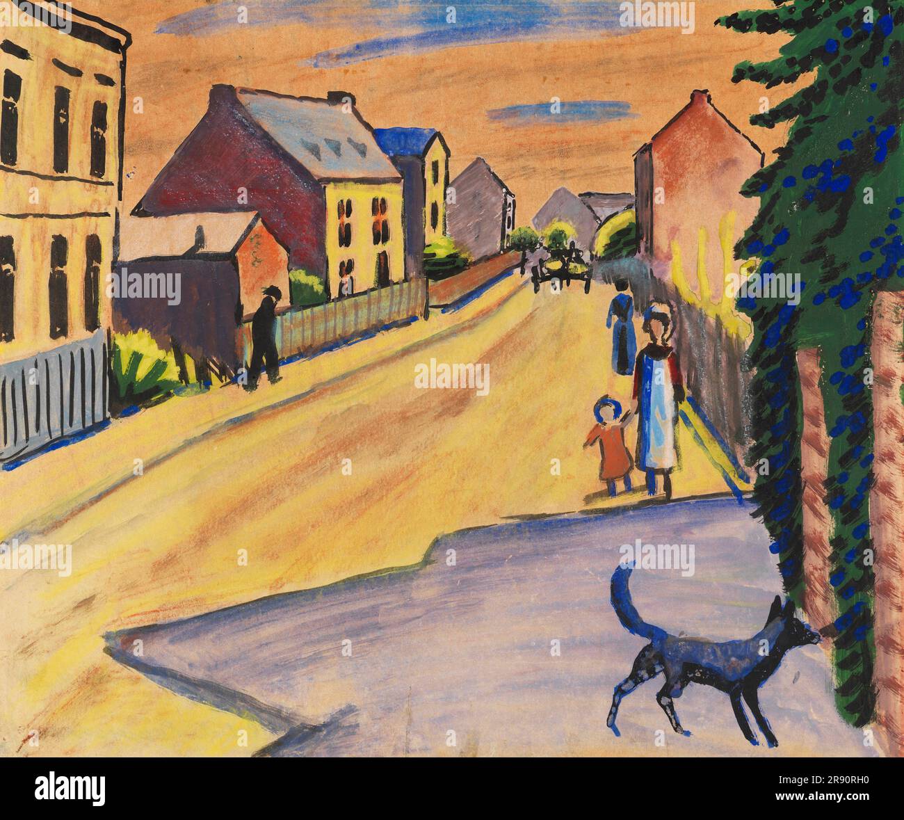 Sunny street with a dog , 1911. Private Collection. Stock Photo