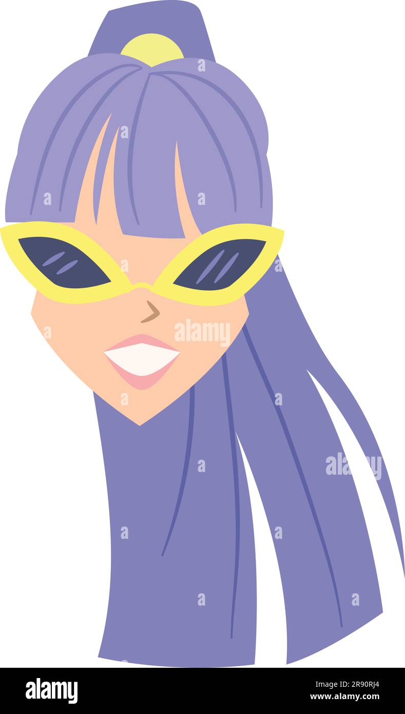 Isolated cute female character avatar with sunglasses Vector