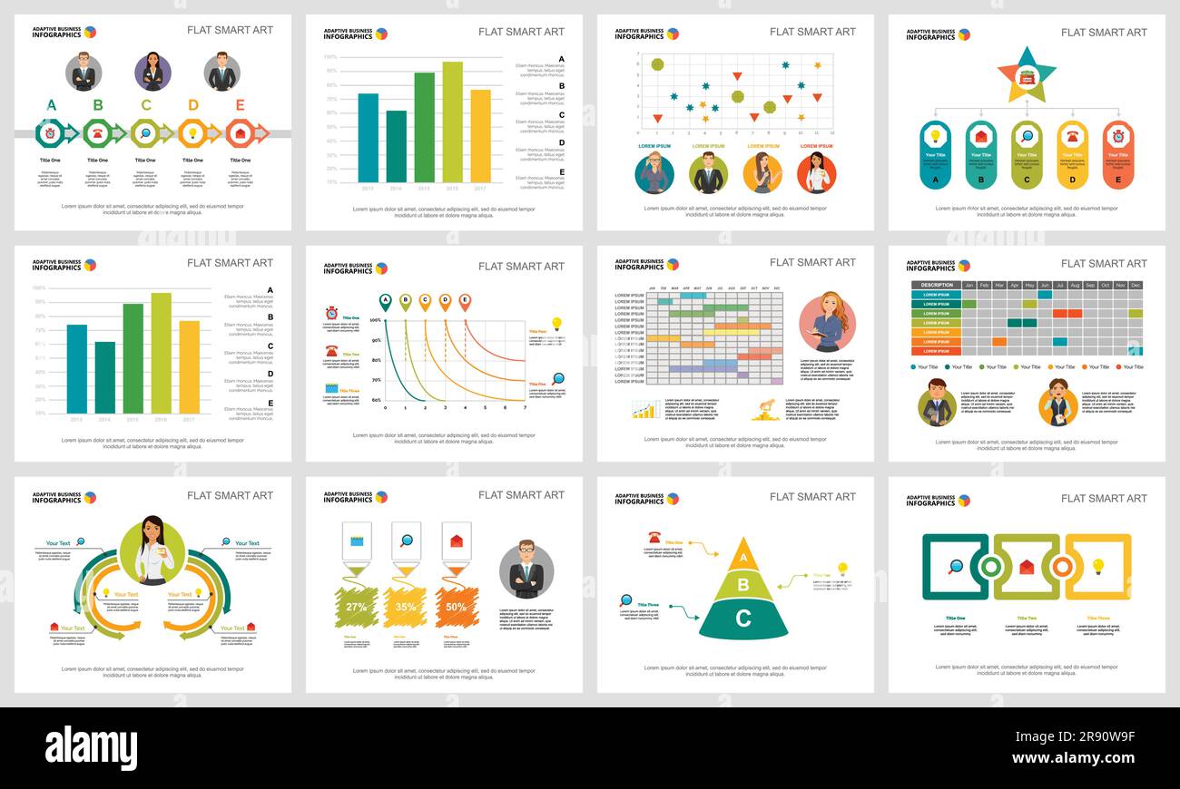 Colorful project or marketing concept infographic charts set Stock ...