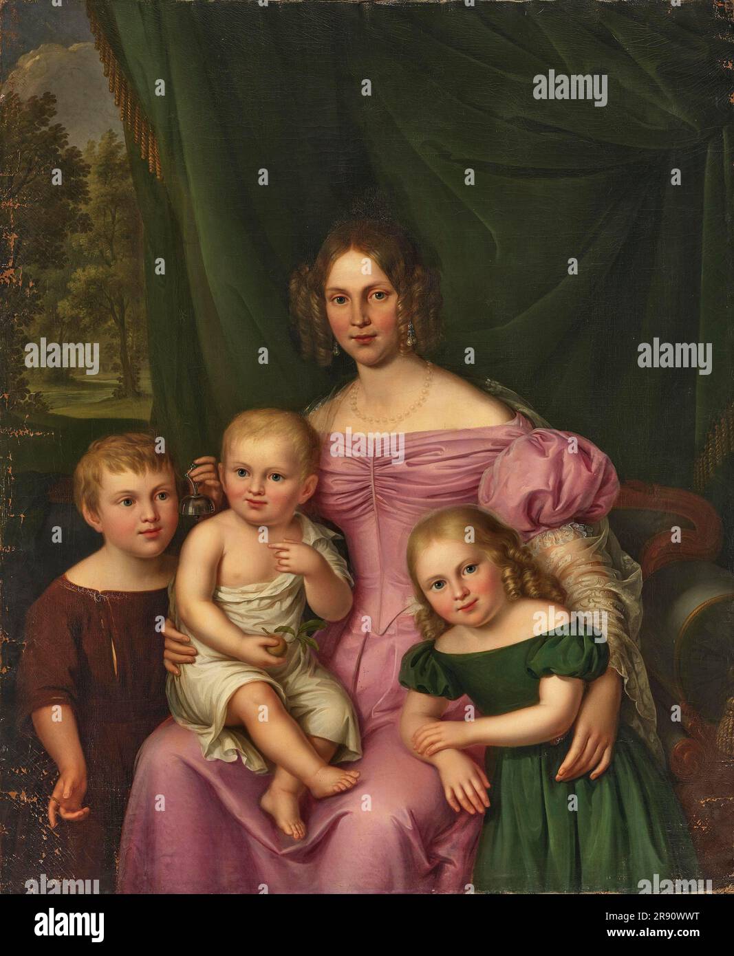Duchess Helene of W&#xfc;rttemberg (1807-1880), Princess of Hohenlohe-Langenburg. with children. Private Collection. Stock Photo