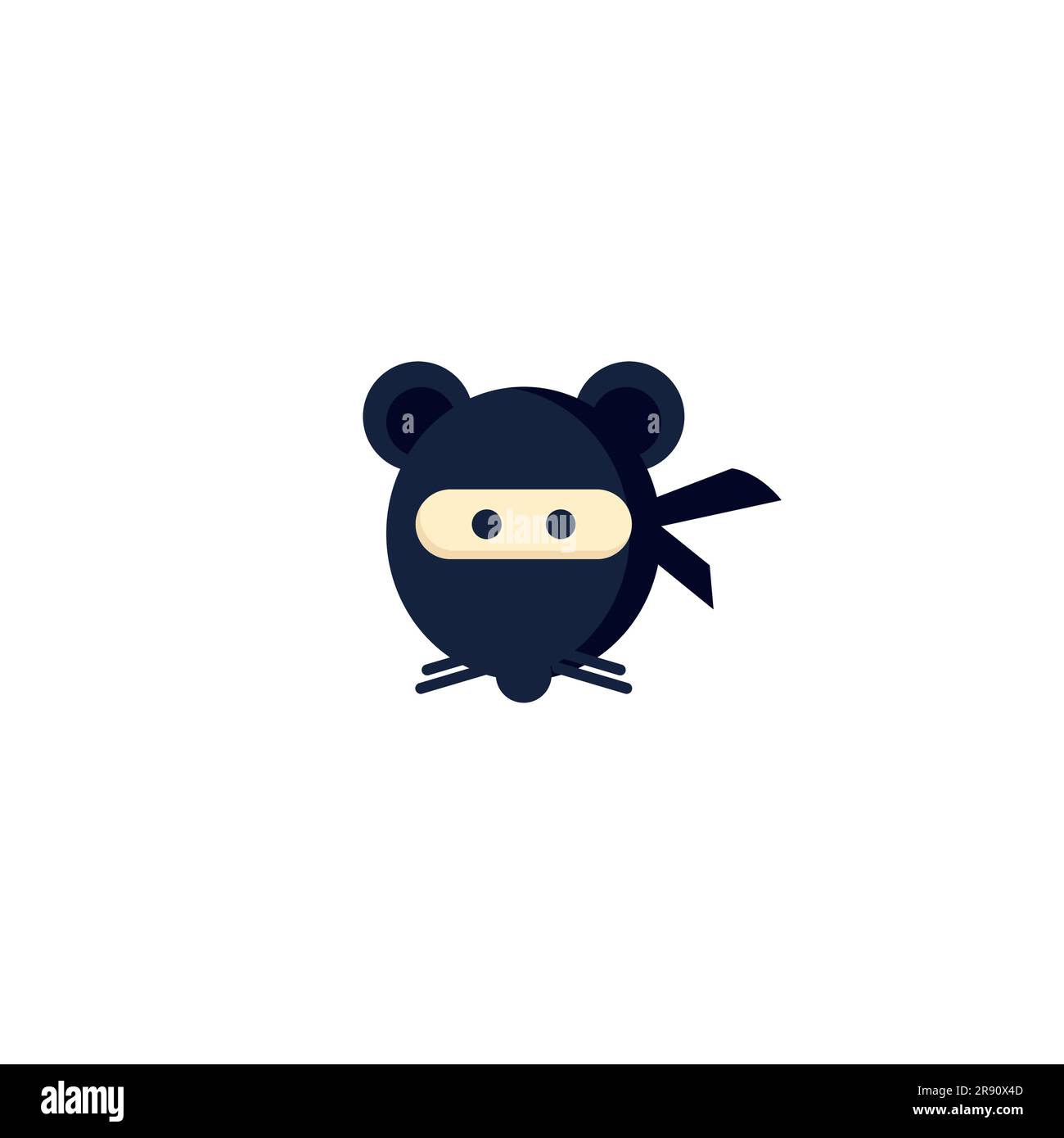 Mouse Ninja Logo. Ninja Cartoon Vector Illustration Stock Vector