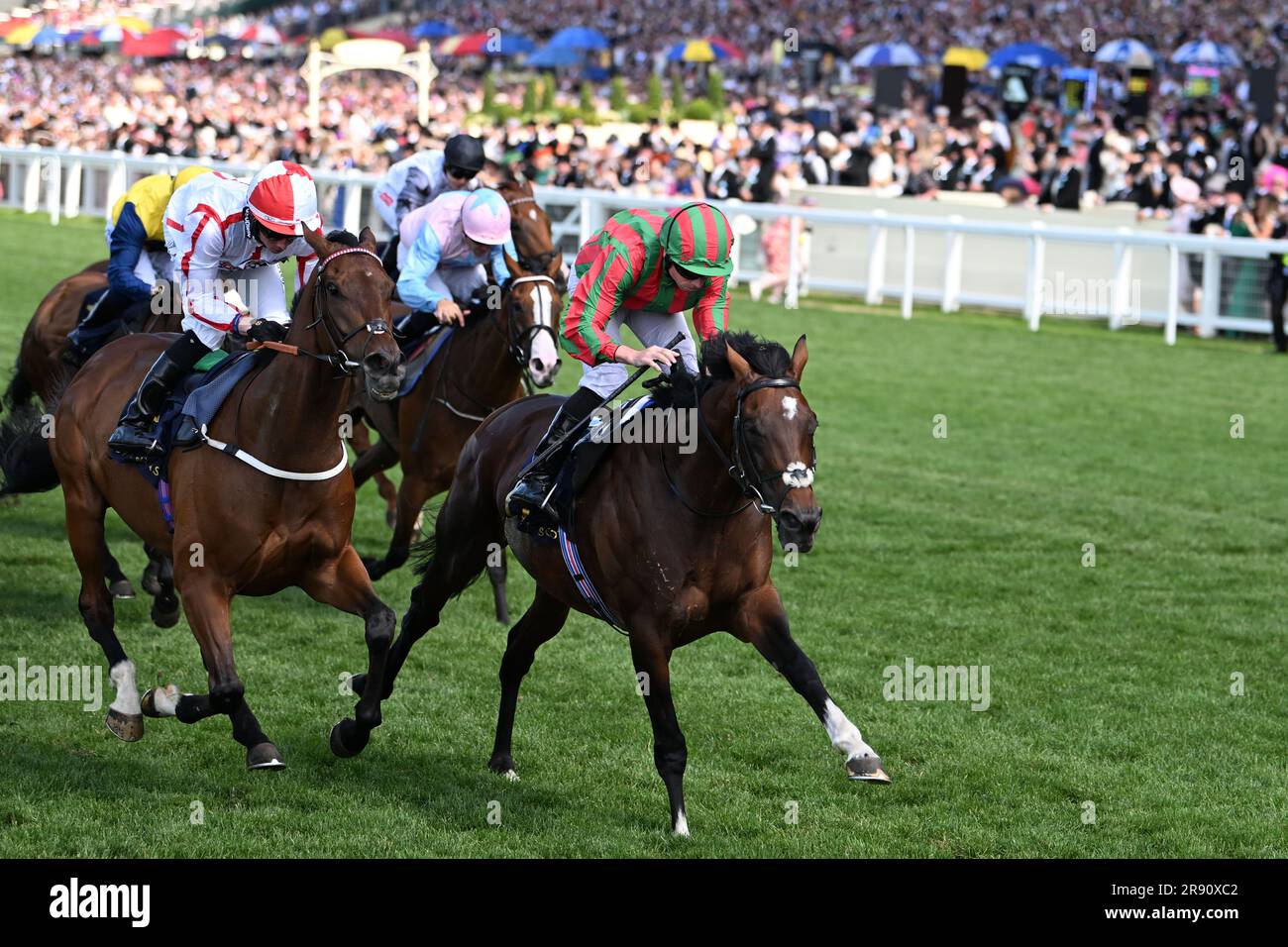 23rd June 2023; Ascot Racecourse, Berkshire, England: Royal Ascot Horse Racing, Day 4; Race 3; The Duke Of Edinburgh Stakes, Okita Soushi ridden by R L Moore trained by J P O'Brien wins the third race Credit: Action Plus Sports Images/Alamy Live News Stock Photo