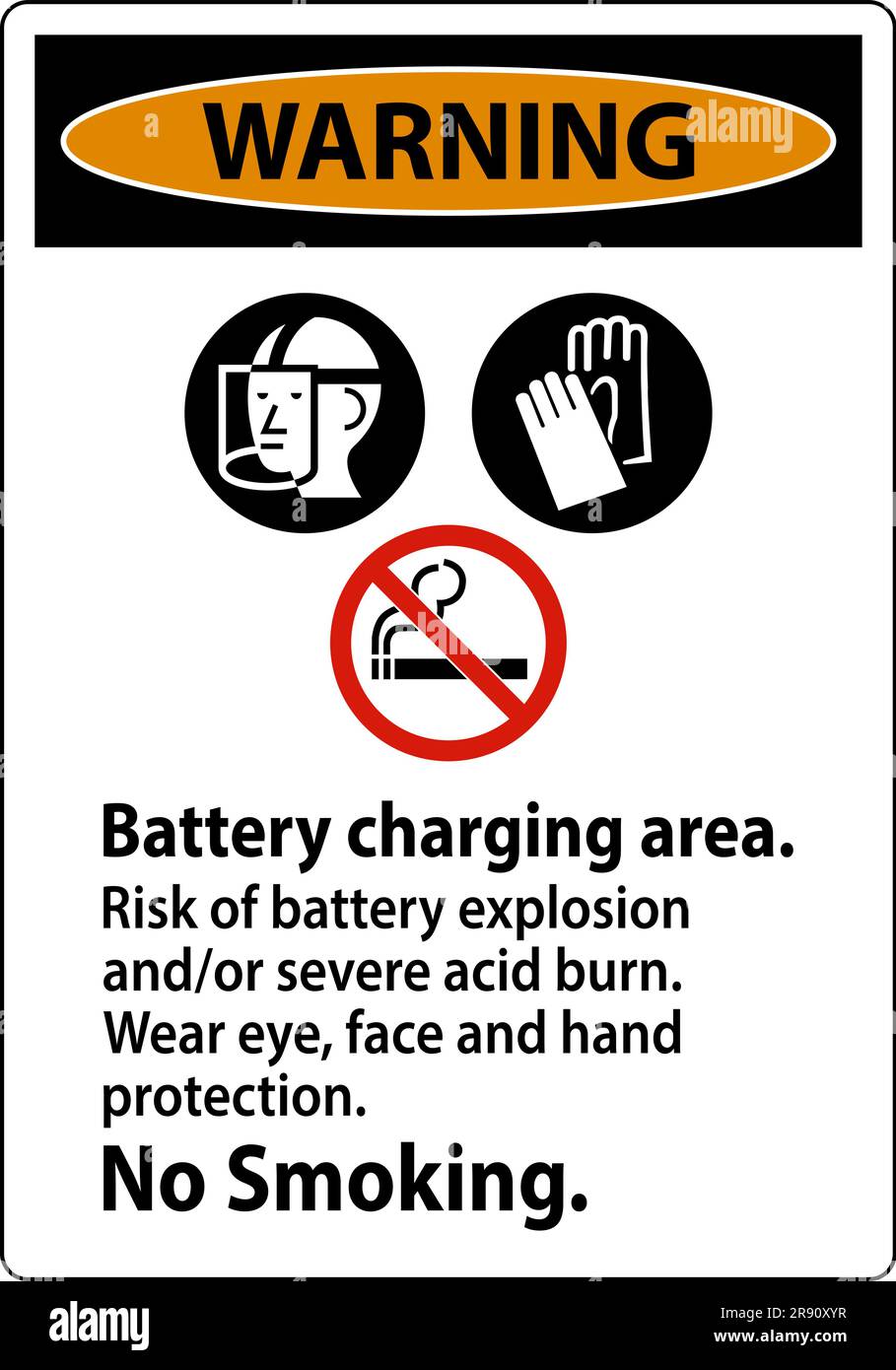 Warning Sign Battery Charging Area, Risk of Battery Explosion or Severe