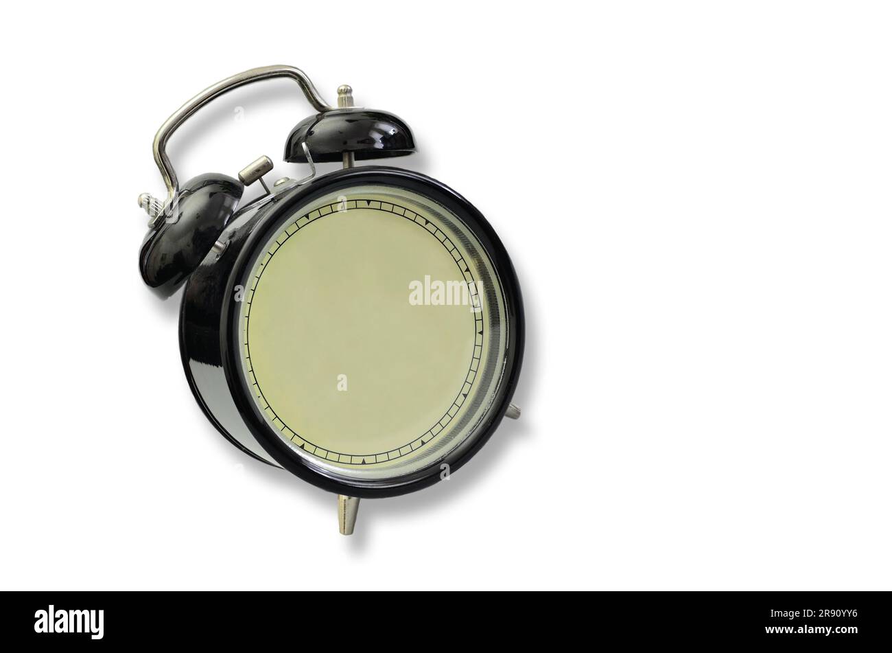 Blank alaram clock, close up, isolated on white background Stock Photo