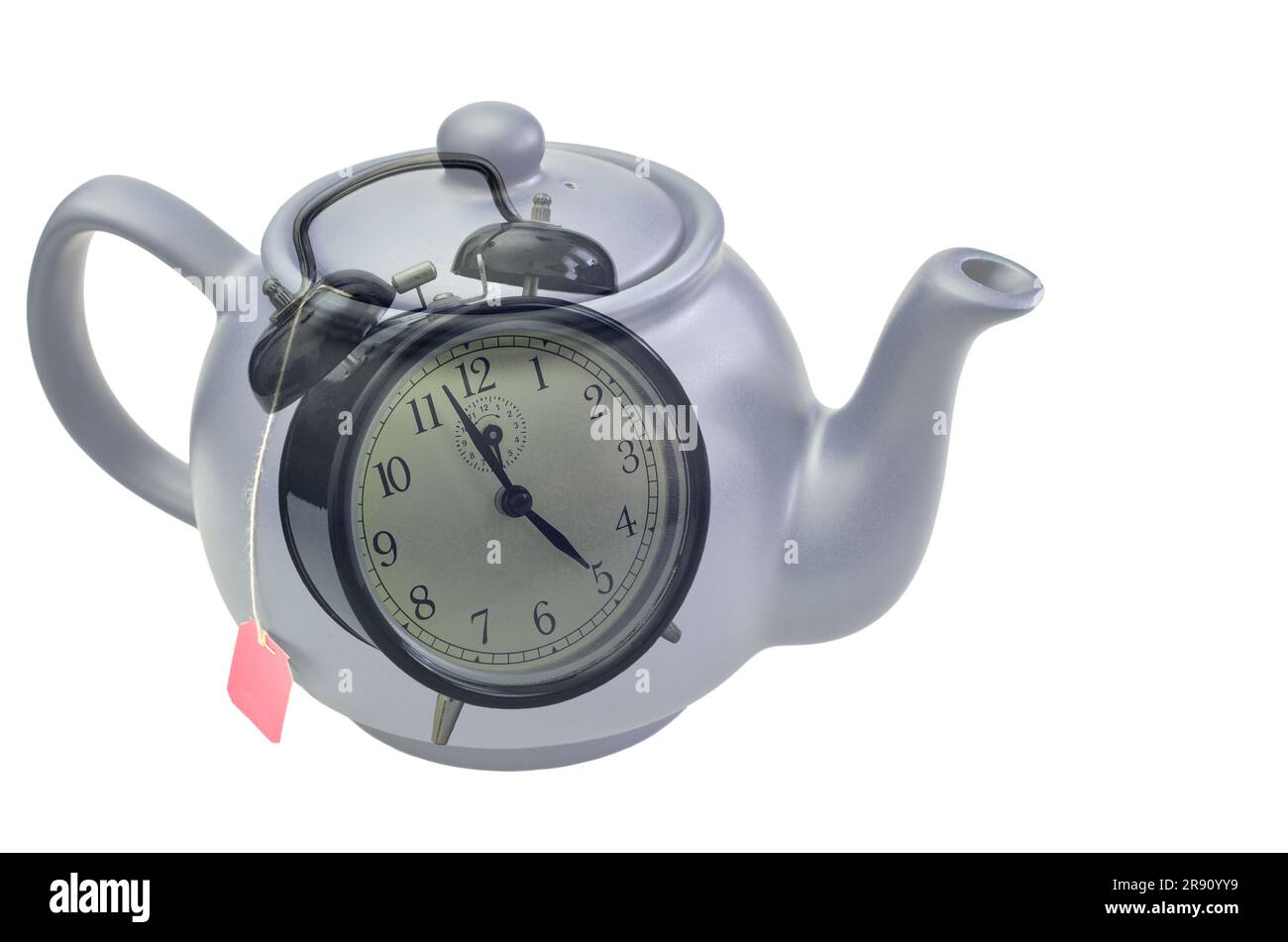teapot with integrated alarm clock, multiple exposure Stock Photo Alamy