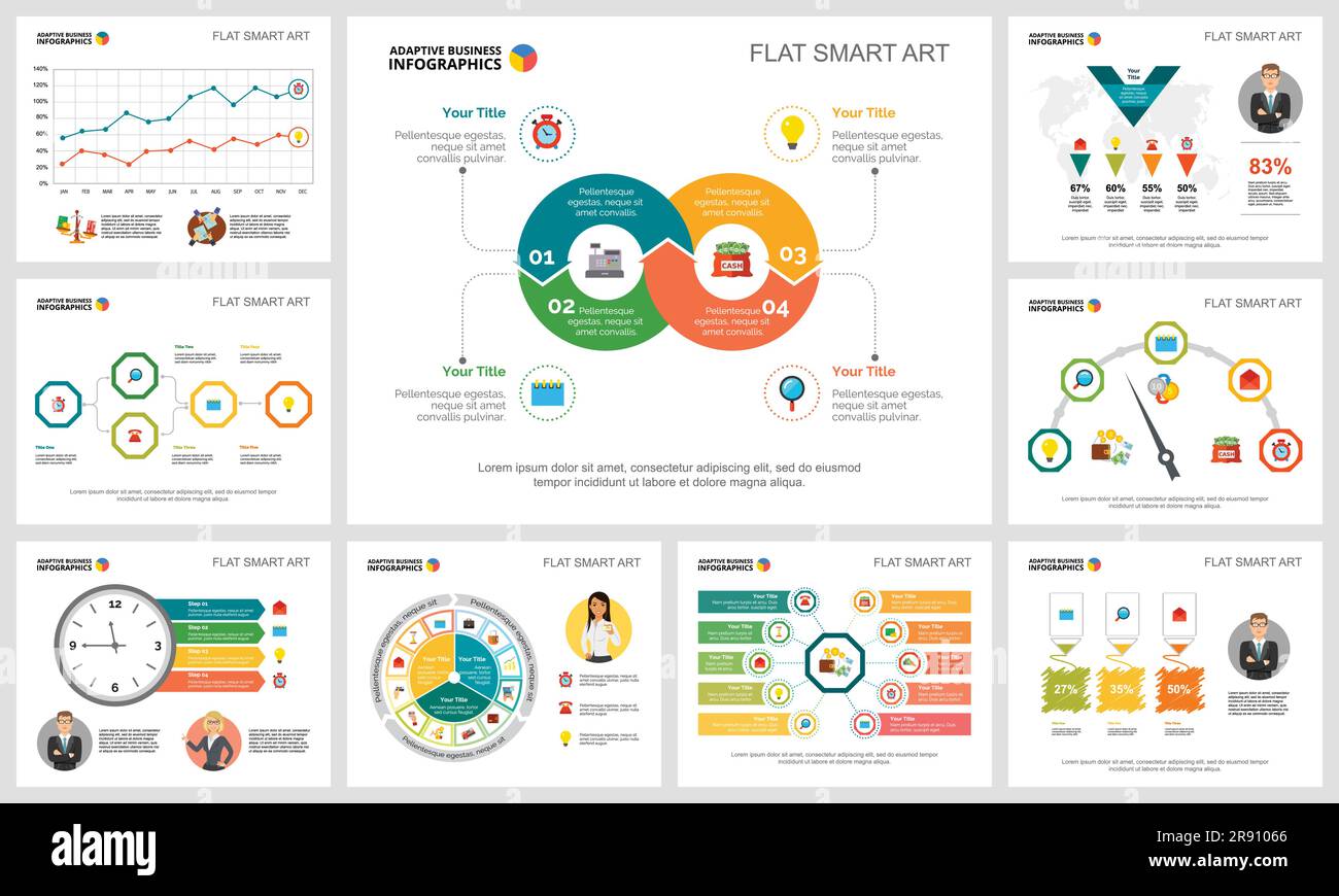 Colorful analysis or banking concept infographic charts set Stock ...