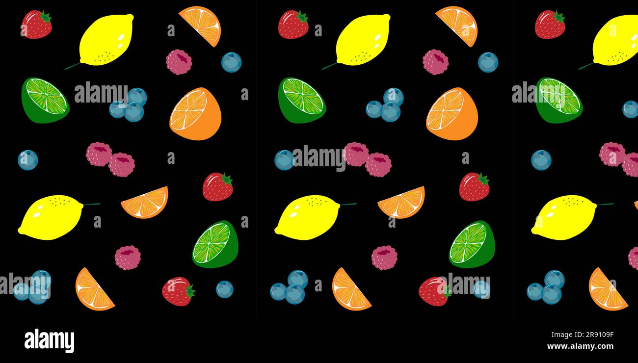 Seamless vector pattern. Bright tropical citrus fruit berries. EPS10 vector. Stock Vector
