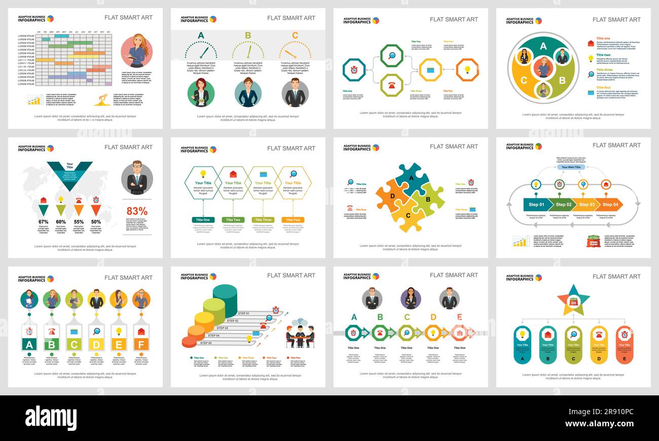 Colorful marketing or planning concept infographic charts set Stock ...