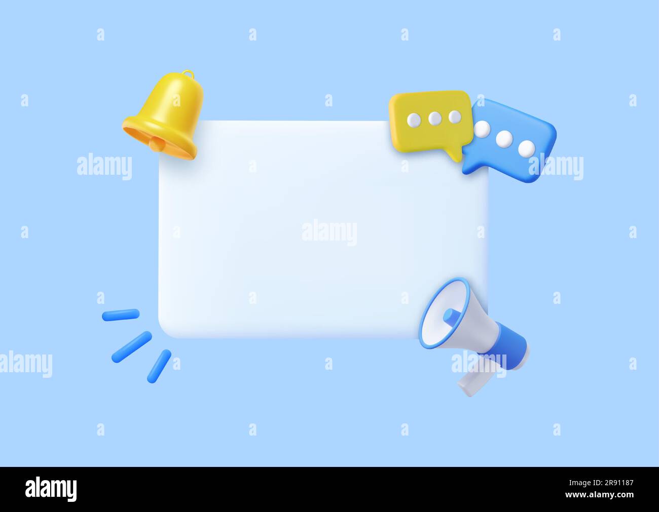 3D Megaphone with speech bubble message Stock Vector